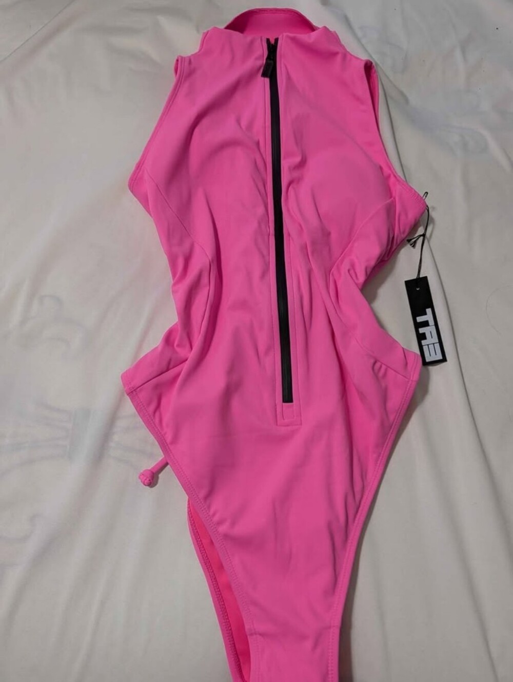 TA3 Pink Womens One-Piece Swimsuit with Front Zip